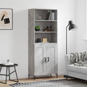 Tall plywood gray concrete sideboard 69.5x34x180 cm by vidaXL, Sideboards - Ref: Foro24-3189961, Price: 125,99 €, Discount: %