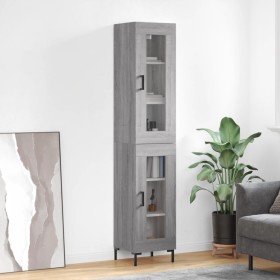 Aparador alto madera contrachapada gris Sonoma 34,5x34x180 cm de vidaXL, Aparadores - Ref: Foro24-3199431, Precio: 104,99 €, ...