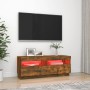 Mueble de TV con luces LED roble ahumado 100x35x40 cm de vidaXL, Muebles TV - Ref: Foro24-815720, Precio: 56,07 €, Descuento: %