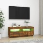 Mueble de TV con luces LED roble ahumado 100x35x40 cm de vidaXL, Muebles TV - Ref: Foro24-815720, Precio: 56,07 €, Descuento: %