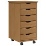 MOSS chest of drawers with wheels solid honey brown pine wood by vidaXL, Lockers and storage cabinets - Ref: Foro24-355888, P...