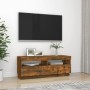 Mueble de TV con luces LED roble ahumado 100x35x40 cm de vidaXL, Muebles TV - Ref: Foro24-815720, Precio: 56,07 €, Descuento: %