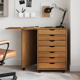 Drawer unit with wheels and MOSS pine wood desk in honey brown. by vidaXL, Lockers and storage cabinets - Ref: Foro24-355900,...