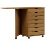 Drawer unit with wheels and MOSS pine wood desk in honey brown. by vidaXL, Lockers and storage cabinets - Ref: Foro24-355900,...