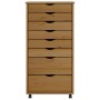 MOSS chest of drawers with wheels solid honey brown pine wood by vidaXL, Lockers and storage cabinets - Ref: Foro24-355897, P...