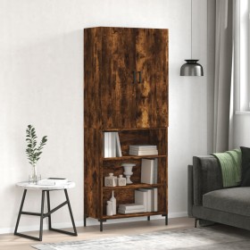 Aparador alto madera contrachapada roble ahumado 69,5x34x180 cm de vidaXL, Aparadores - Ref: Foro24-3196072, Precio: 118,99 €...