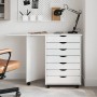 Chest of drawers with wheels and desk MOSS solid white pine wood by vidaXL, Lockers and storage cabinets - Ref: Foro24-355901...