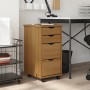 MOSS chest of drawers with wheels solid honey brown pine wood by vidaXL, Lockers and storage cabinets - Ref: Foro24-355903, P...