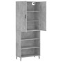 Aparador alto madera contrachapada gris hormigón 69,5x34x180 cm de vidaXL, Aparadores - Ref: Foro24-3196087, Precio: 123,35 €...