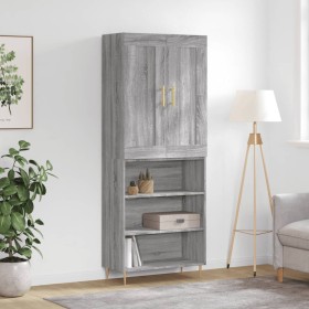 Aparador alto madera contrachapada gris sonoma 69,5x34x180 cm