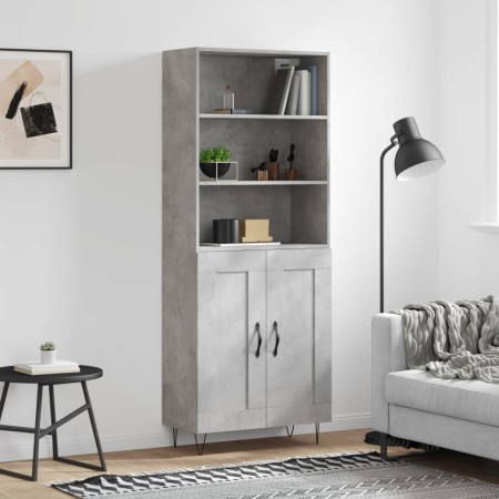 Aparador alto madera contrachapada gris hormigón 69,5x34x180 cm de vidaXL, Aparadores - Ref: Foro24-3189953, Precio: 123,99 €...