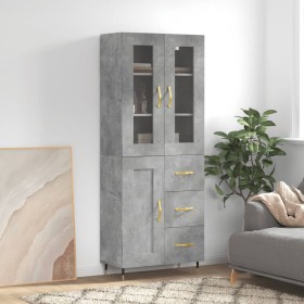 Concrete gray plywood tall sideboard 69.5x34x180 cm by vidaXL, Sideboards - Ref: Foro24-3198645, Price: 169,99 €, Discount: %