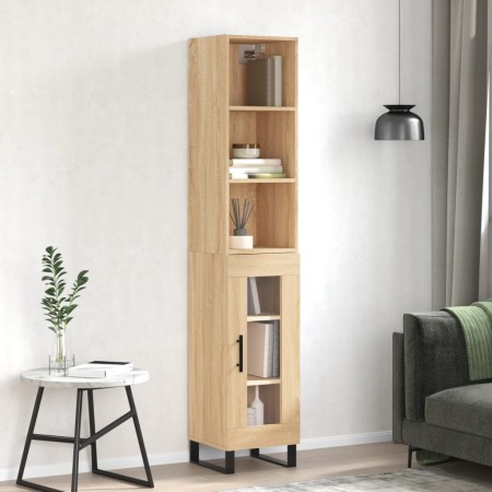 Aparador de madera contrachapada roble Sonoma 34,5x34x180 cm de vidaXL, Aparadores - Ref: Foro24-3189920, Precio: 95,90 €, De...