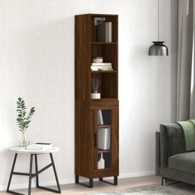 Tall brown oak plywood sideboard 34.5x34x180 cm by vidaXL, Sideboards - Ref: Foro24-3189924, Price: 93,99 €, Discount: %