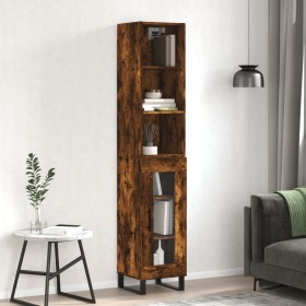 Aparador de madera contrachapada roble ahumado 34,5x34x180 cm de vidaXL, Aparadores - Ref: Foro24-3189922, Precio: 88,99 €, D...