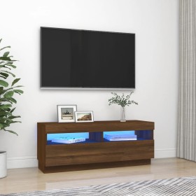 TV cabinet with LED lights oak brown 100x35x40 cm by vidaXL, TV Furniture - Ref: Foro24-815722, Price: 61,01 €, Discount: %