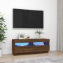 Mueble de TV con luces LED marrón roble 100x35x40 cm de vidaXL, Muebles TV - Ref: Foro24-815722, Precio: 61,01 €, Descuento: %