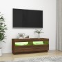 Mueble de TV con luces LED marrón roble 100x35x40 cm de vidaXL, Muebles TV - Ref: Foro24-815722, Precio: 61,01 €, Descuento: %