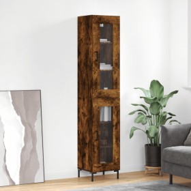 Aparador de madera contrachapada roble ahumado 34,5x34x180 cm de vidaXL, Aparadores - Ref: Foro24-3199430, Precio: 99,99 €, D...