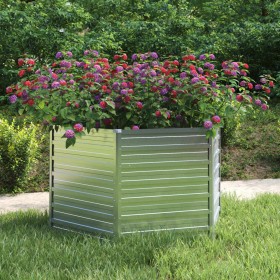 Arriate de acero galvanizado plateado 129x77 cm de vidaXL, Maceteros y jardineras - Ref: Foro24-316898, Precio: 50,77 €, Desc...