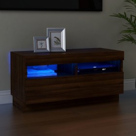 TV stand with LED lights in brown oak color, 80x35x40 cm. by vidaXL, TV Furniture - Ref: Foro24-815725, Price: 54,70 €, Disco...