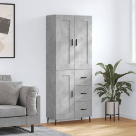 Aparador alto madera contrachapada gris hormigón 69,5x34x180 cm de vidaXL, Aparadores - Ref: Foro24-3200021, Precio: 151,99 €...