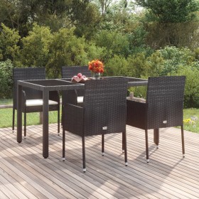 Garden chairs with cushions, 4 units, black synthetic rattan by vidaXL, Garden chairs - Ref: Foro24-319887, Price: 223,99 €, ...