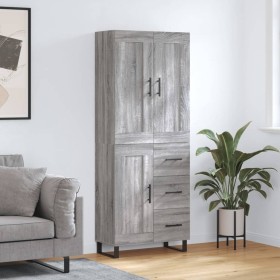 Aparador alto madera contrachapada gris sonoma 69,5x34x180 cm de vidaXL, Aparadores - Ref: Foro24-3200031, Precio: 169,99 €, ...