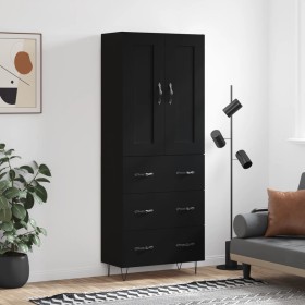 Aparador alto madera contrachapada negro 69,5x34x180 cm de vidaXL, Aparadores - Ref: Foro24-3199778, Precio: 173,99 €, Descue...