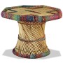 Bamboo coffee table with multicolor chindi details