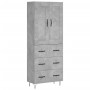 Aparador alto madera contrachapada gris hormigón 69,5x34x180 cm de vidaXL, Aparadores - Ref: Foro24-3199781, Precio: 150,50 €...