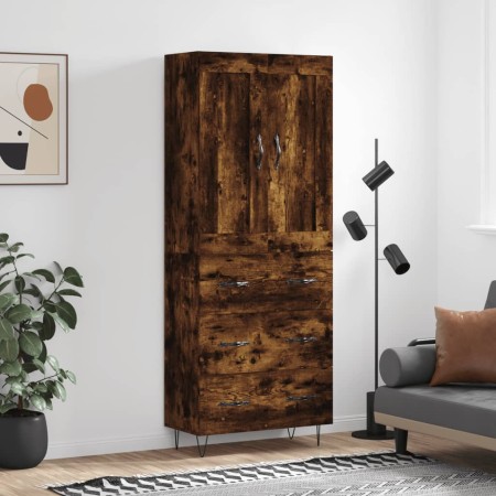 Aparador alto madera contrachapada roble ahumado 69,5x34x180 cm de vidaXL, Aparadores - Ref: Foro24-3199782, Precio: 149,86 €...