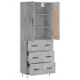 Aparador alto madera contrachapada gris hormigón 69,5x34x180 cm de vidaXL, Aparadores - Ref: Foro24-3199781, Precio: 150,50 €...