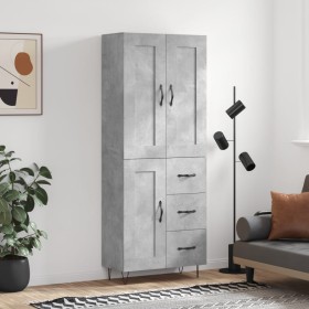 Aparador alto madera contrachapada gris hormigón 69,5x34x180 cm de vidaXL, Aparadores - Ref: Foro24-3200037, Precio: 148,99 €...