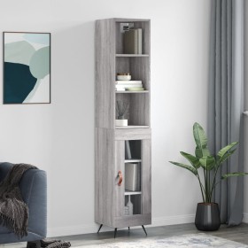 Tall Sonoma gray plywood sideboard 34.5x34x180 cm by vidaXL, Sideboards - Ref: Foro24-3189867, Price: 88,99 €, Discount: %