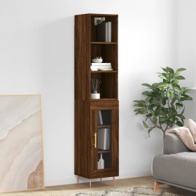 Tall brown oak plywood sideboard 34.5x34x180 cm by vidaXL, Sideboards - Ref: Foro24-3189884, Price: 86,99 €, Discount: %