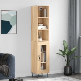 Aparador de madera contrachapada roble Sonoma 34,5x34x180 cm de vidaXL, Aparadores - Ref: Foro24-3189888, Precio: 87,99 €, De...