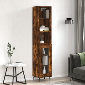 Aparador de madera contrachapada roble ahumado 34,5x34x180 cm de vidaXL, Aparadores - Ref: Foro24-3189914, Precio: 85,99 €, D...