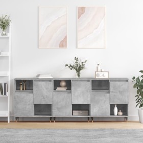 Sideboards 3 units concrete gray plywood by vidaXL, Sideboards - Ref: Foro24-3190145, Price: 163,99 €, Discount: %