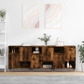 Sideboards 3 units smoked oak plywood by vidaXL, Sideboards - Ref: Foro24-3190146, Price: 162,81 €, Discount: %