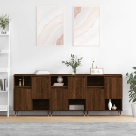 3 brown oak plywood sideboards by vidaXL, Sideboards - Ref: Foro24-3190148, Price: 169,61 €, Discount: %