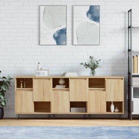 Sideboards 3 Einheiten Sonoma-Eichensperrholz von vidaXL, Sideboards - Ref: Foro24-3190152, Preis: 162,25 €, Rabatt: %