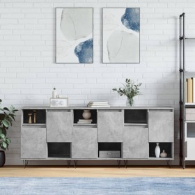 Sideboards 3 units concrete gray plywood by vidaXL, Sideboards - Ref: Foro24-3190153, Price: 162,19 €, Discount: %