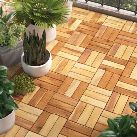 Terrace tiles 10 units solid teak wood 30x30 cm by vidaXL, Floors and carpets - Ref: Foro24-319982, Price: 68,99 €, Discount: %