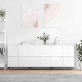 Sideboards 3 units glossy white plywood by vidaXL, Sideboards - Ref: Foro24-3190191, Price: 199,23 €, Discount: %