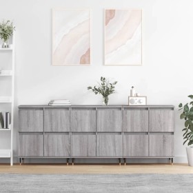 3 Stück Sideboards Sperrholz Sonoma grau von vidaXL, Sideboards - Ref: Foro24-3190195, Preis: 198,13 €, Rabatt: %