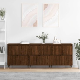 Sideboards 3 units oak brown plywood by vidaXL, Sideboards - Ref: Foro24-3190196, Price: 231,99 €, Discount: %