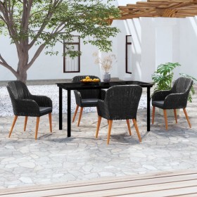 Juego de comedor de jardín 5 piezas con cojines negro de vidaXL, Conjuntos de jardín - Ref: Foro24-3099507, Precio: 483,99 €,...