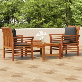 3-piece garden furniture set with acacia wood cushions by vidaXL, Garden sets - Ref: Foro24-3120462, Price: 291,30 €, Discoun...