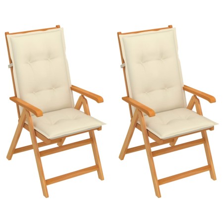 Garden chairs 2 pcs solid teak wood with cream cushions by vidaXL, Garden chairs - Ref: Foro24-3062393, Price: 247,19 €, Disc...